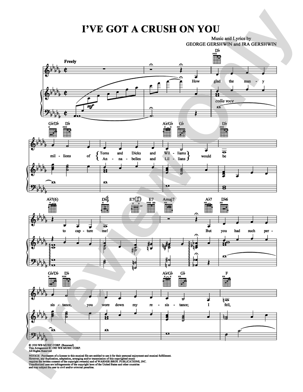 I've Got a Crush On You: Piano/Vocal/Chords Digital Sheet Music