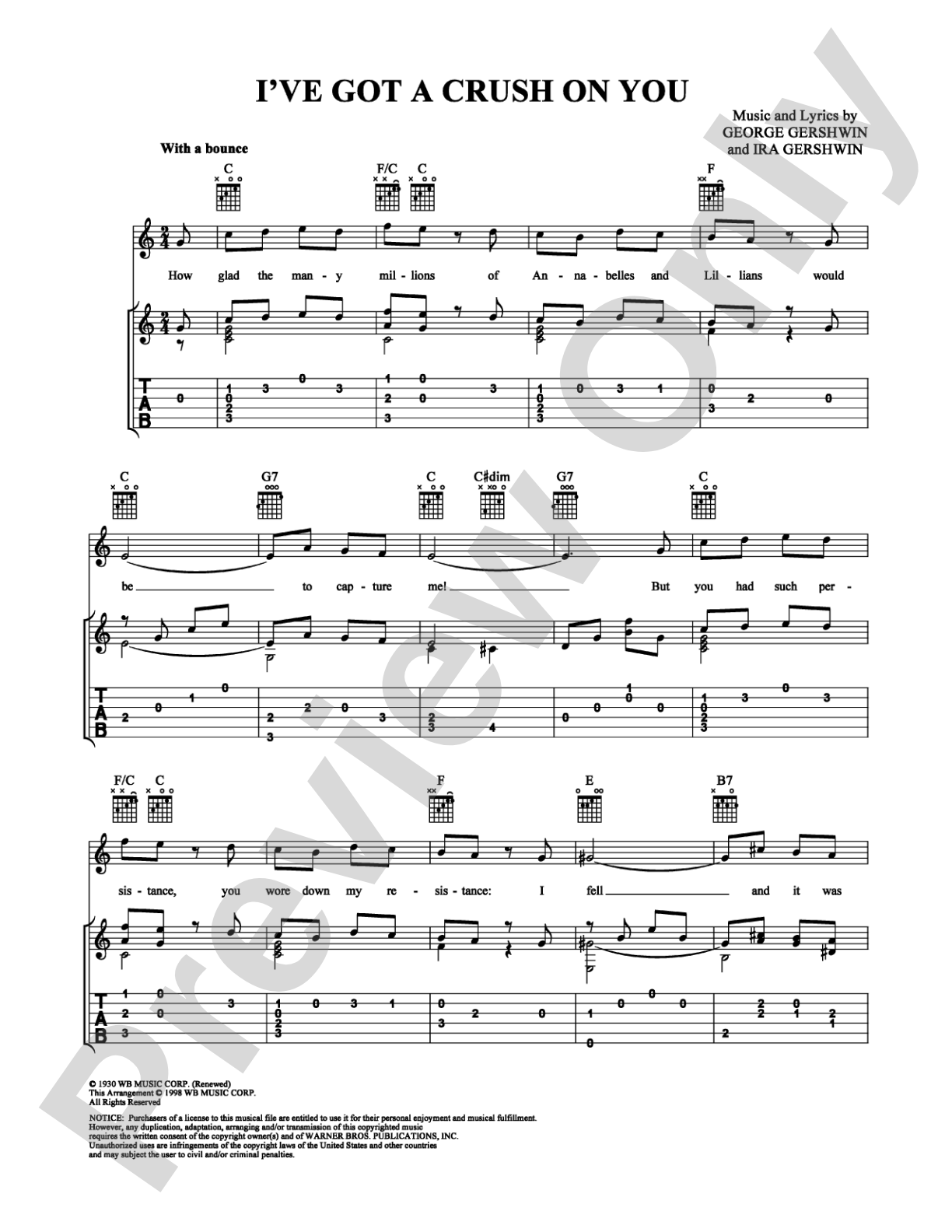 I've Got A Crush On You: Guitar TAB Digital Sheet Music