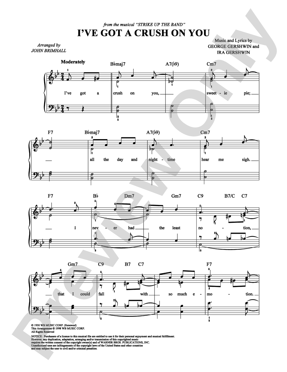 I've Got a Crush On You: Easy Piano Digital Sheet Music