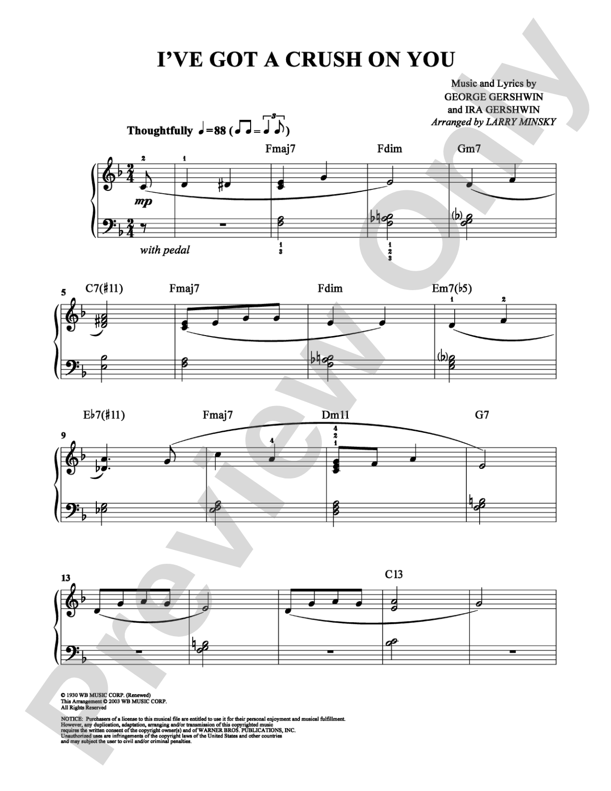 I've Got a Crush on You: Easy Piano Digital Sheet Music