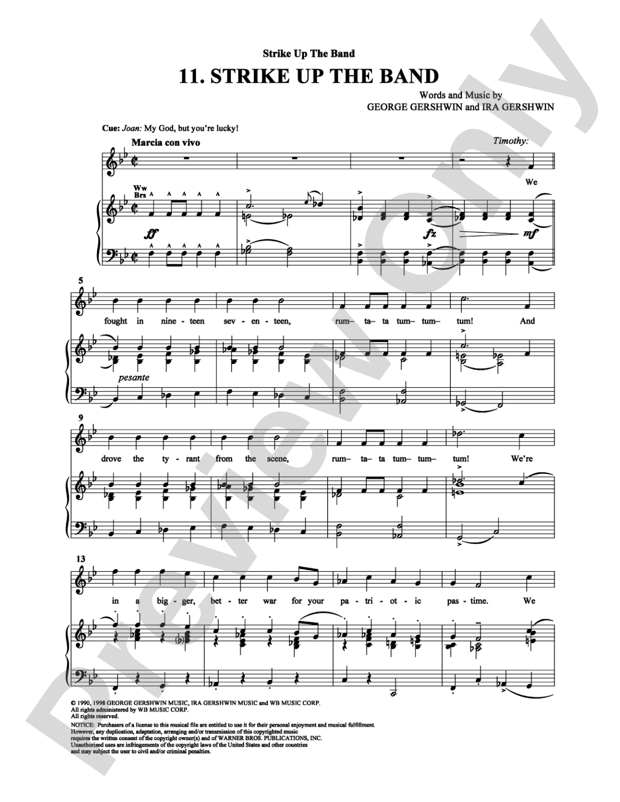 Strike Up the Band: Piano/Vocal/Chords Digital Sheet Music