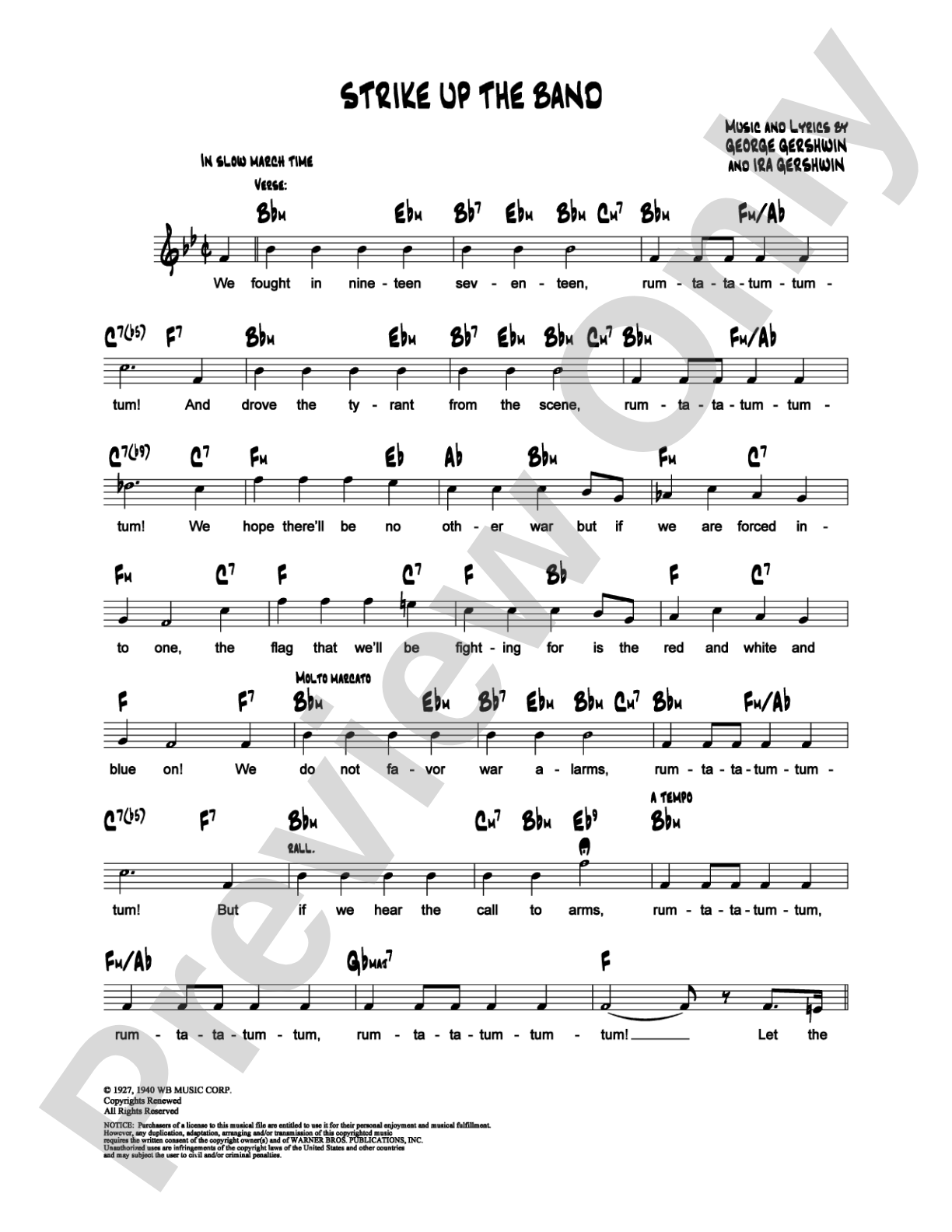 Strike Up the Band: Lead Sheet Digital Sheet Music