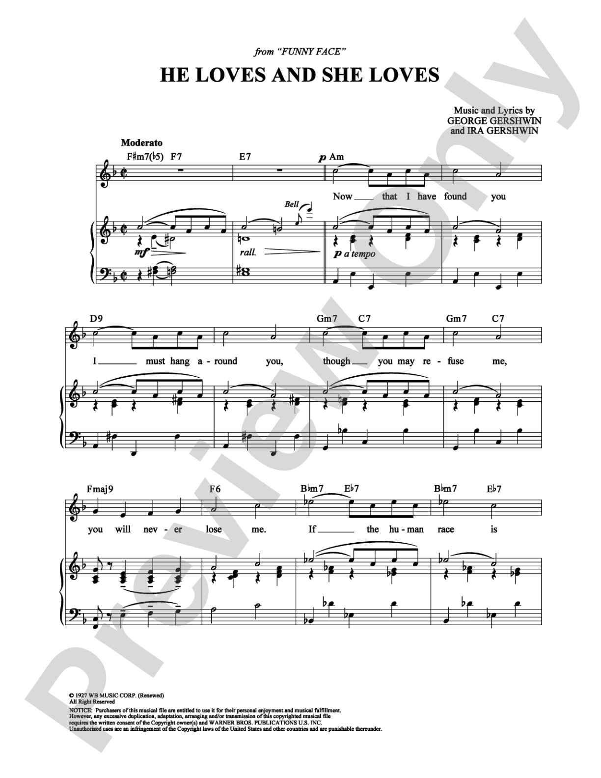 He Loves and She Loves: Piano/Vocal/Chords Digital Sheet Music