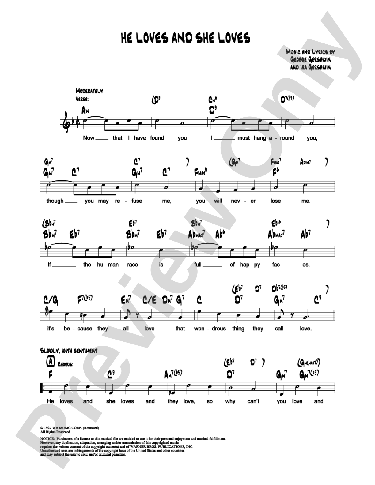 He Loves and She Loves: Lead Sheet Digital Sheet Music