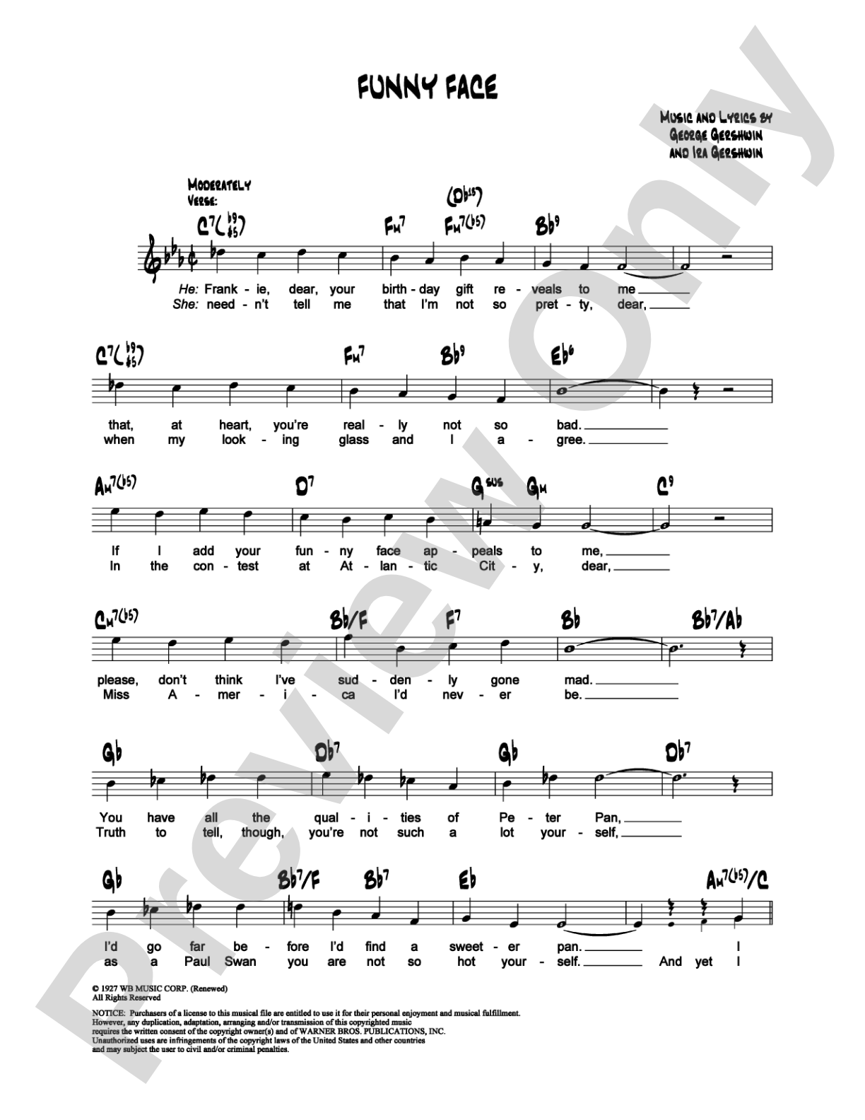 Funny Face: Lead Sheet Digital Sheet Music