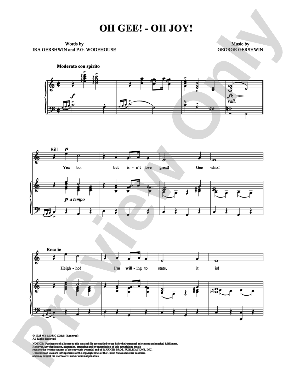 Oh Gee! Oh Joy!: Piano/Vocal/Chords Digital Sheet Music