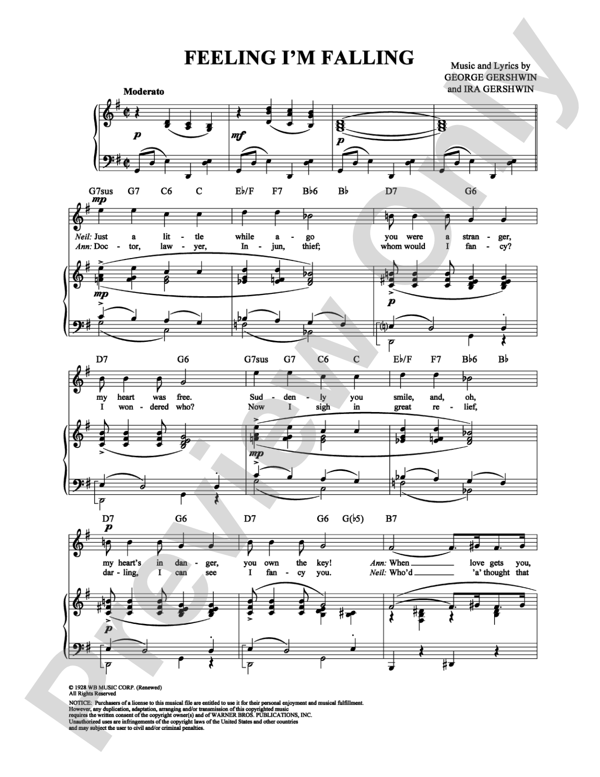 Feeling I'm Falling: Piano/Vocal/Chords Digital Sheet Music