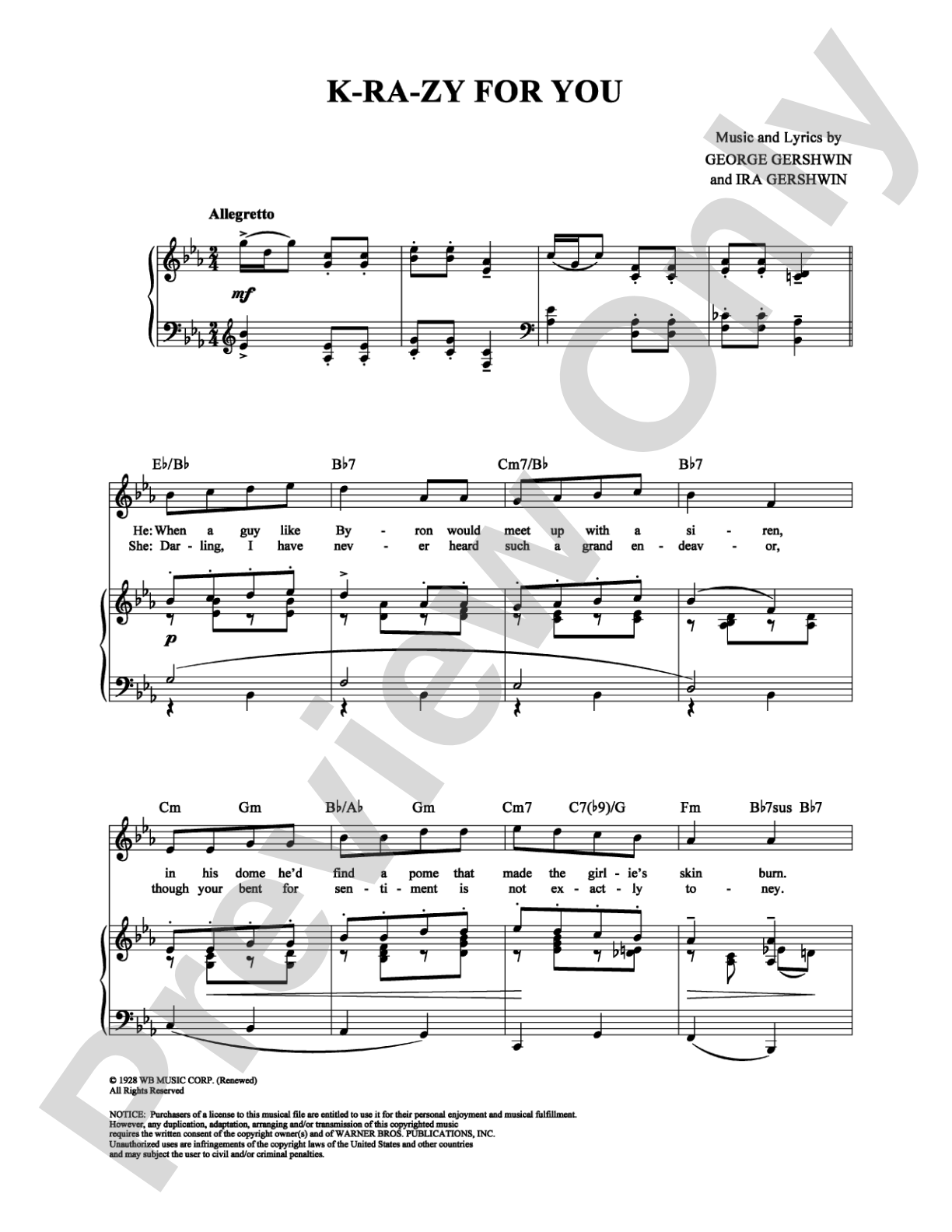 K-Ra-Zy for You: Piano/Vocal/Chords Digital Sheet Music