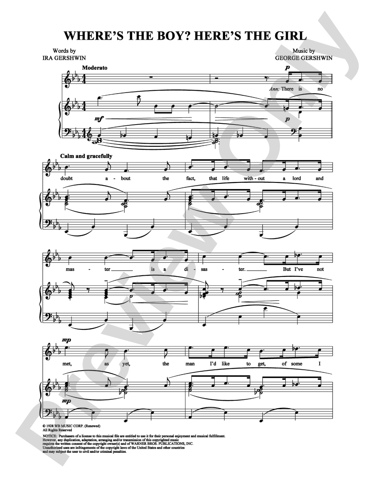 Where's the Boy? Here's the Girl: Piano/Vocal/Chords Digital Sheet Music