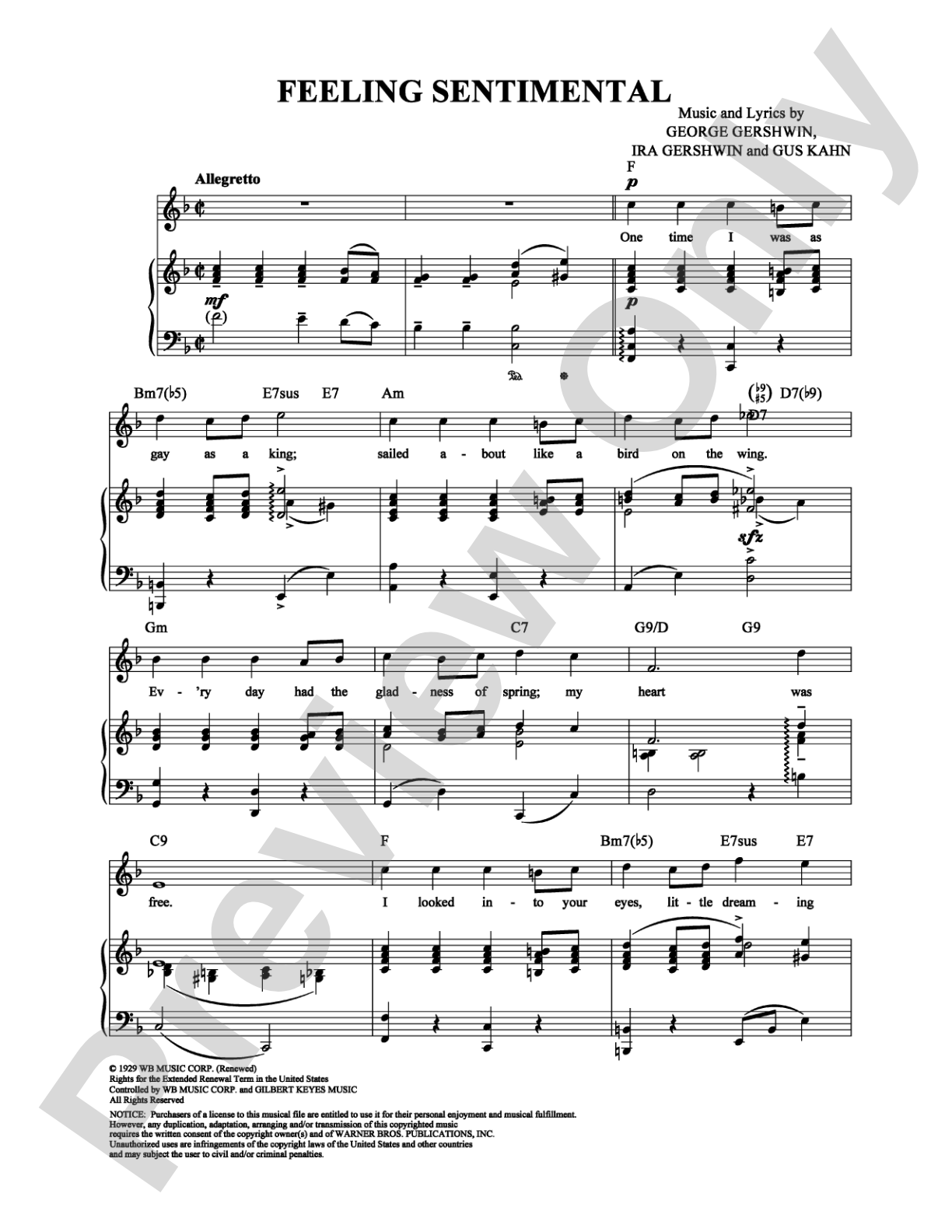 Feeling Sentimental: Piano/Vocal/Chords Digital Sheet Music