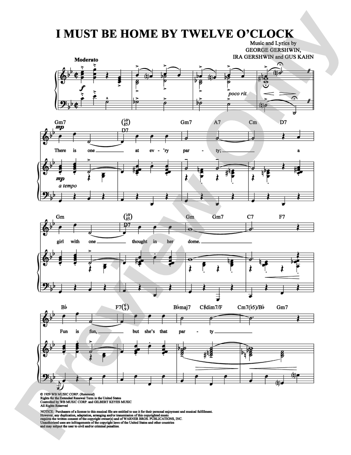 I Must Be Home By Twelve O'Clock: Piano/Vocal/Chords Digital Sheet Music