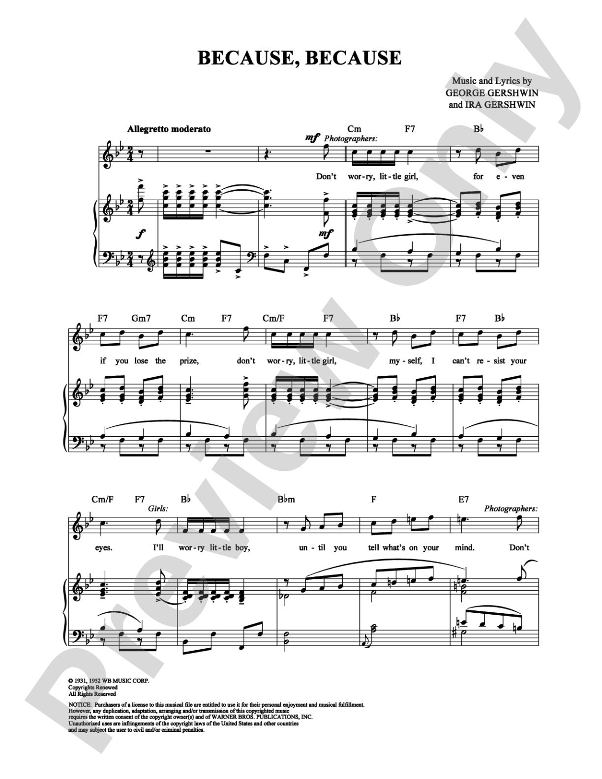 Because, Because: Piano/Vocal/Chords Digital Sheet Music