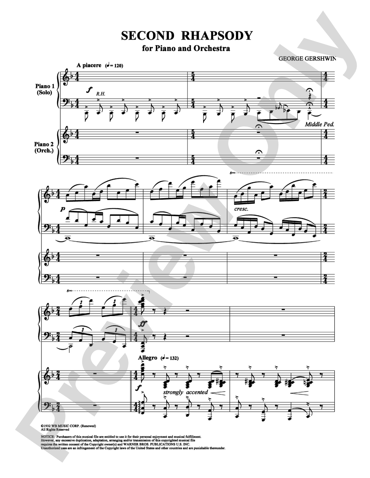 Second Rhapsody: Piano Duets & Four Hands Digital Sheet Music