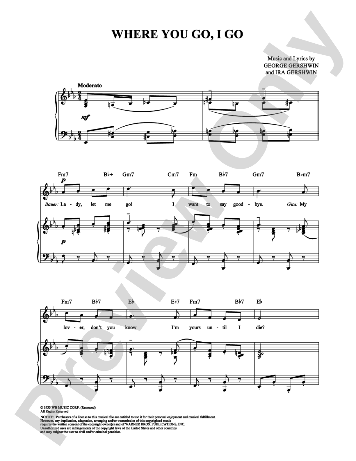 Where You Go, I Go: Piano/Vocal/Chords Digital Sheet Music