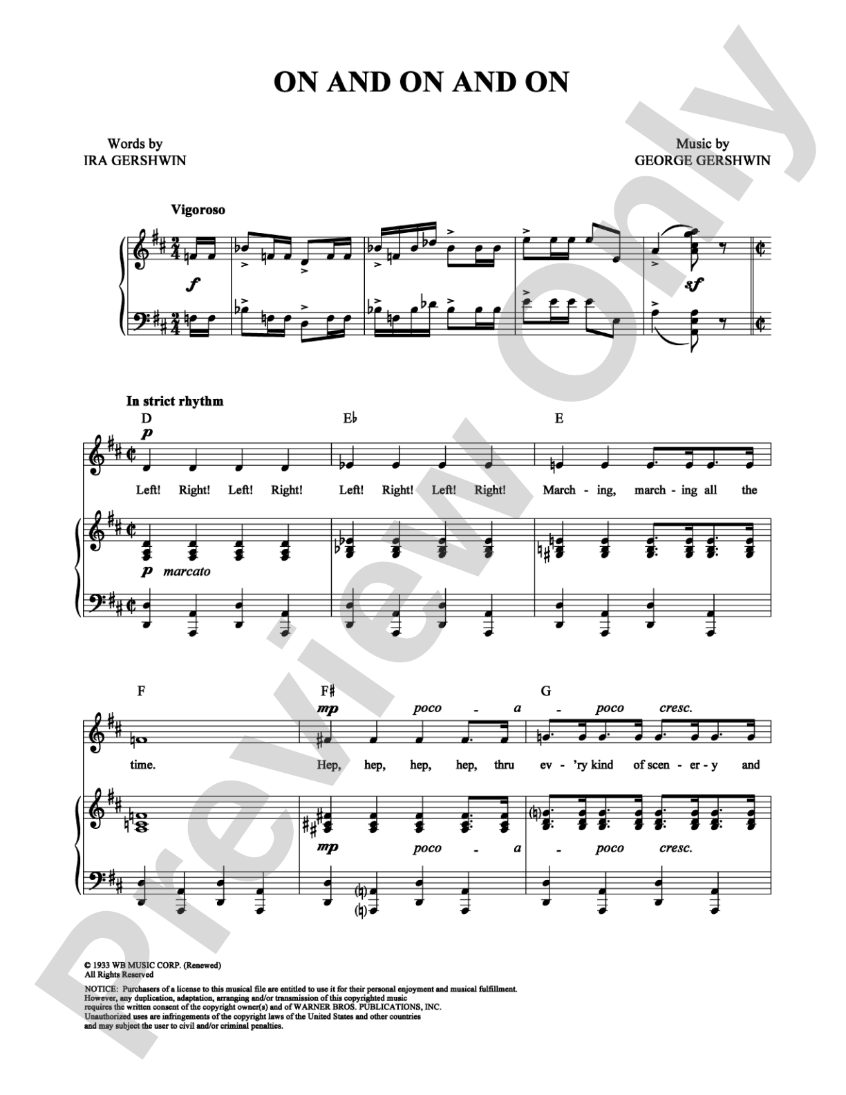 On and On and On: Piano/Vocal/Chords Digital Sheet Music