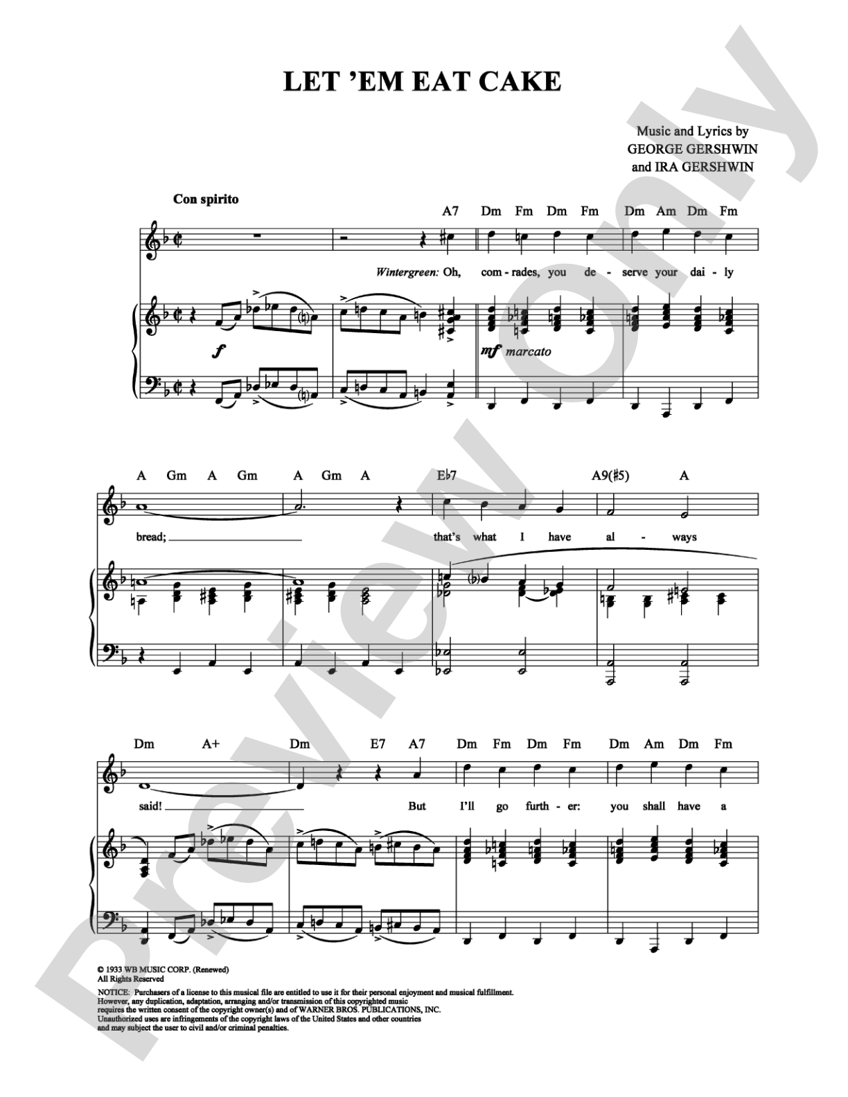 Let 'Em Eat Cake: Piano/Vocal/Chords Digital Sheet Music