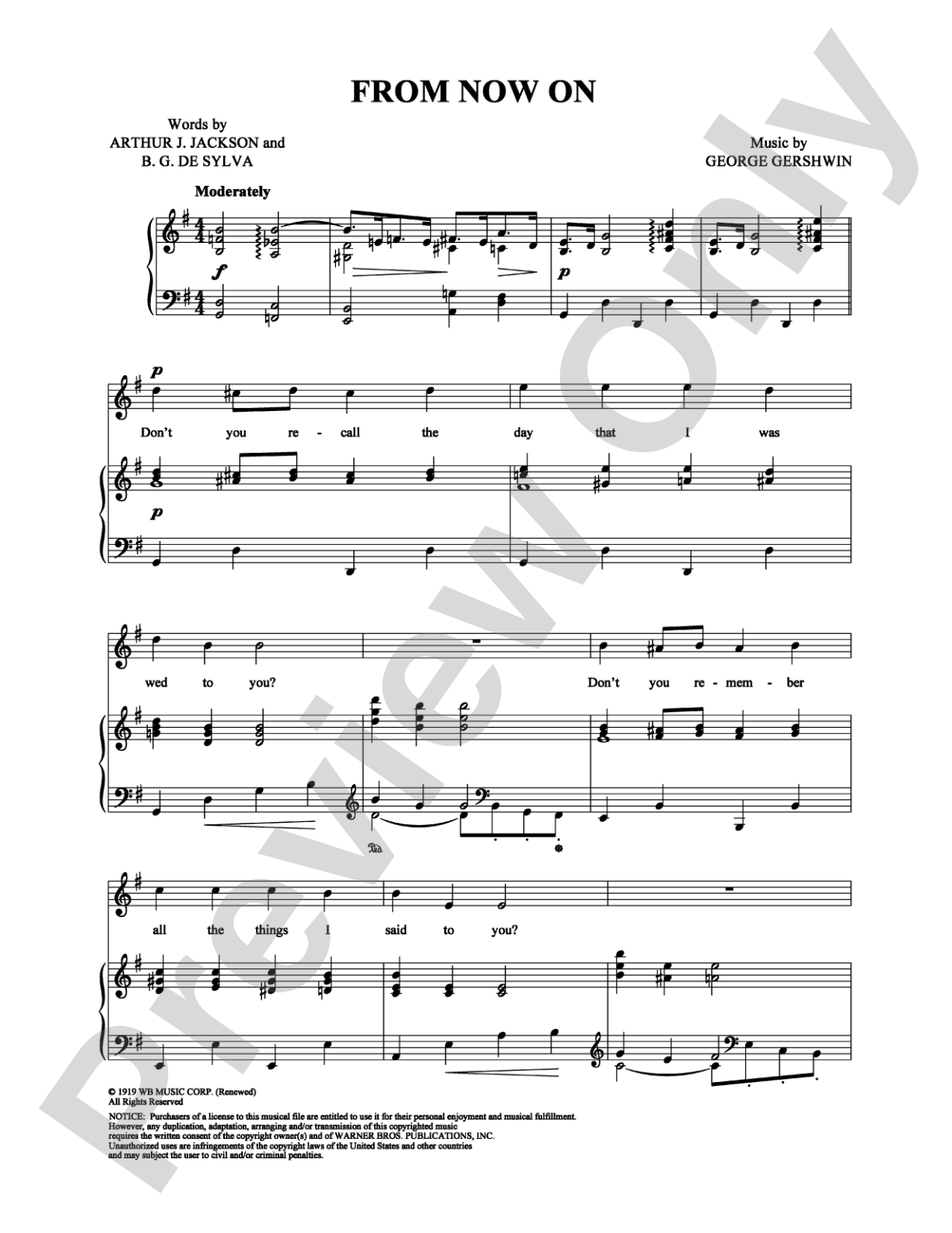 From Now On: Piano/Vocal/Chords Digital Sheet Music