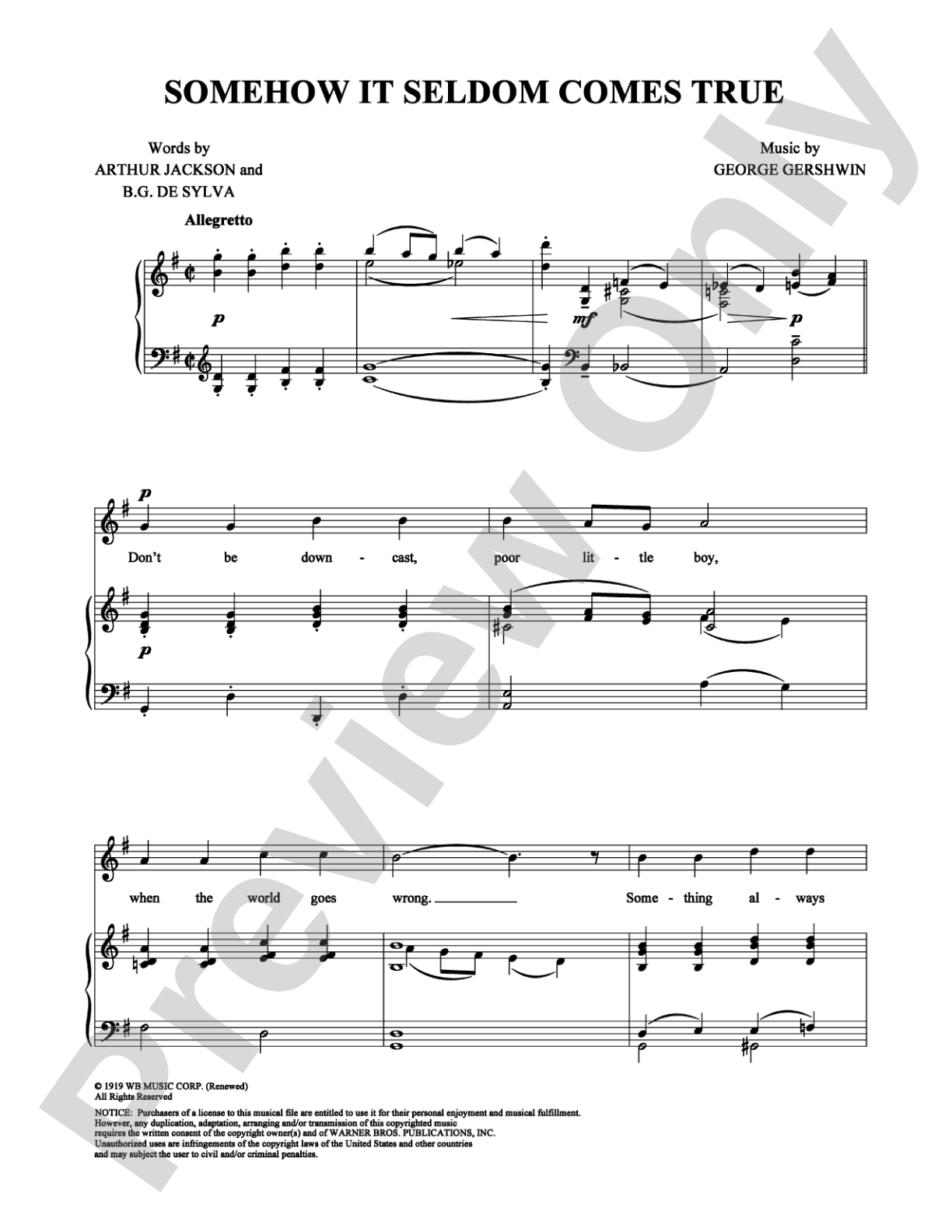 Somehow It Seldom Comes True: Piano/Vocal/Chords Digital Sheet Music