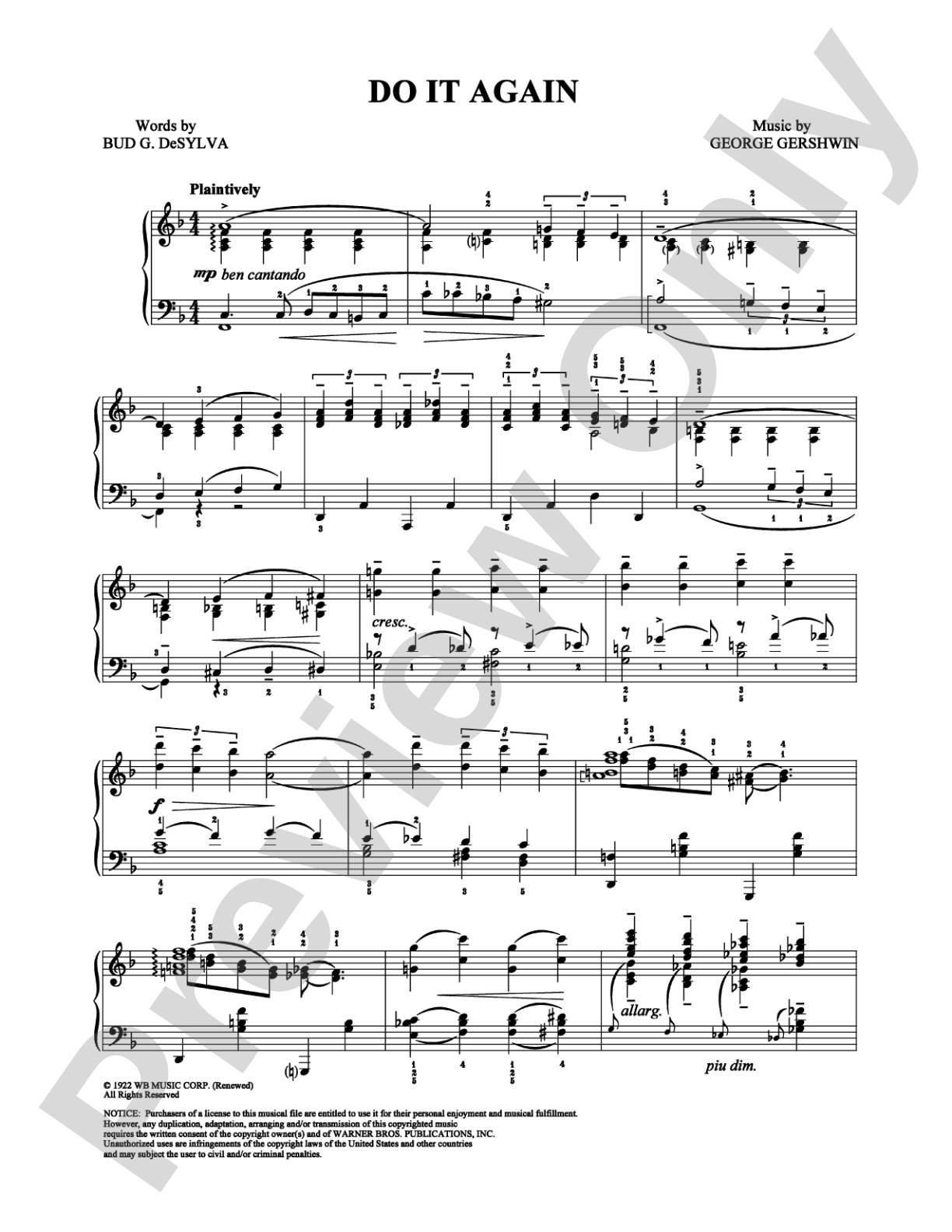 Do It Again: Piano Digital Sheet Music