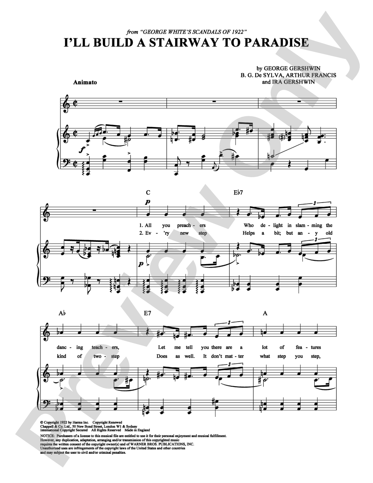 I'll Build a Stairway to Paradise: Piano/Vocal/Chords Digital Sheet Music