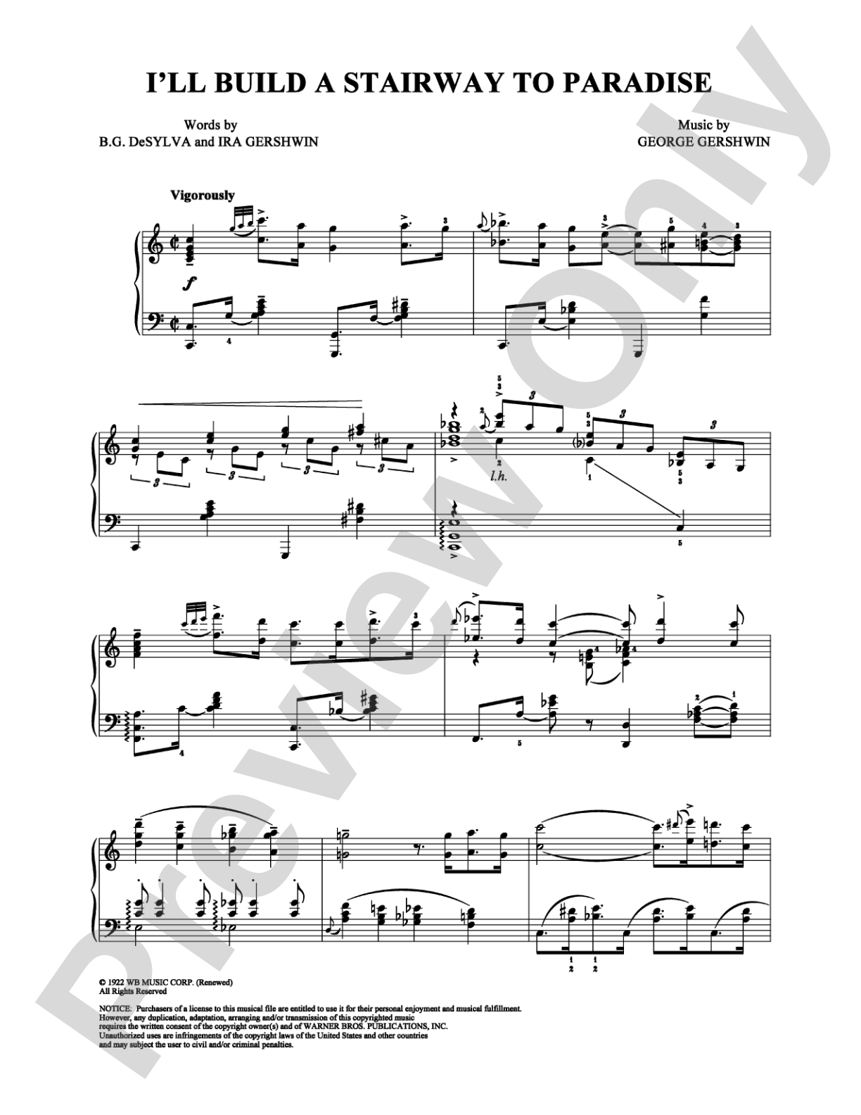 I'll Build a Stairway to Paradise: Piano Digital Sheet Music