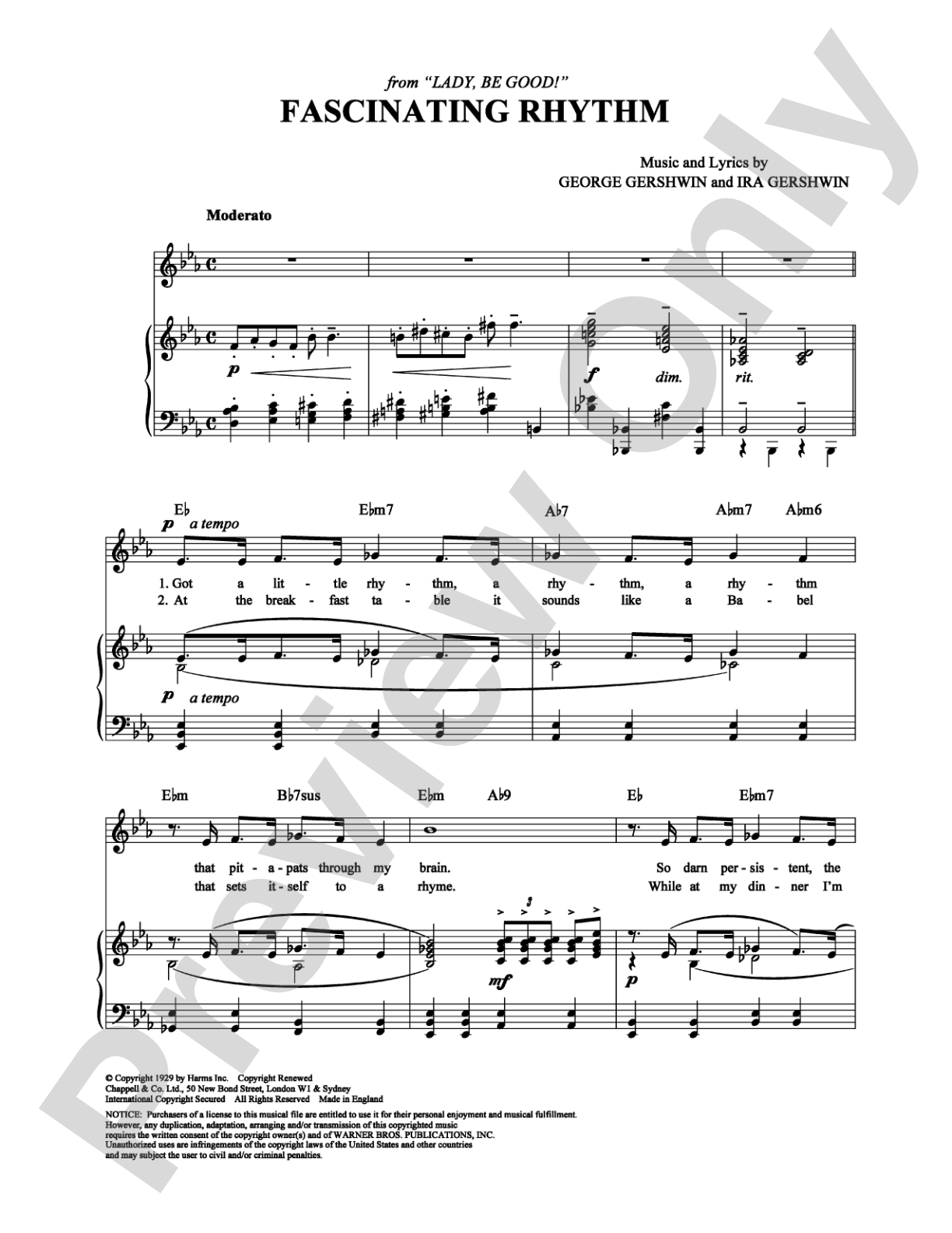 Fascinating Rhythm: Piano/Vocal/Chords Digital Sheet Music