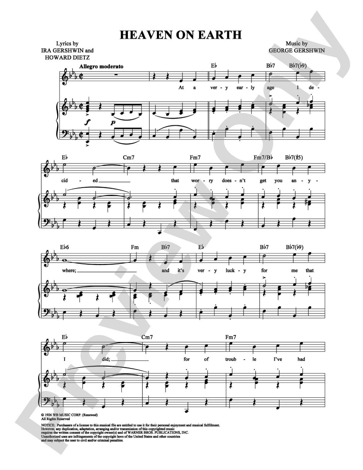 Heaven on Earth: Piano/Vocal/Chords Digital Sheet Music