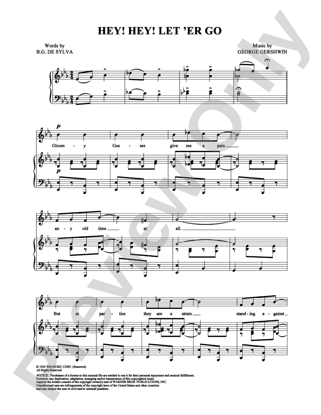 Hey! Hey! Let 'Er Go: Piano/Vocal/Chords Digital Sheet Music