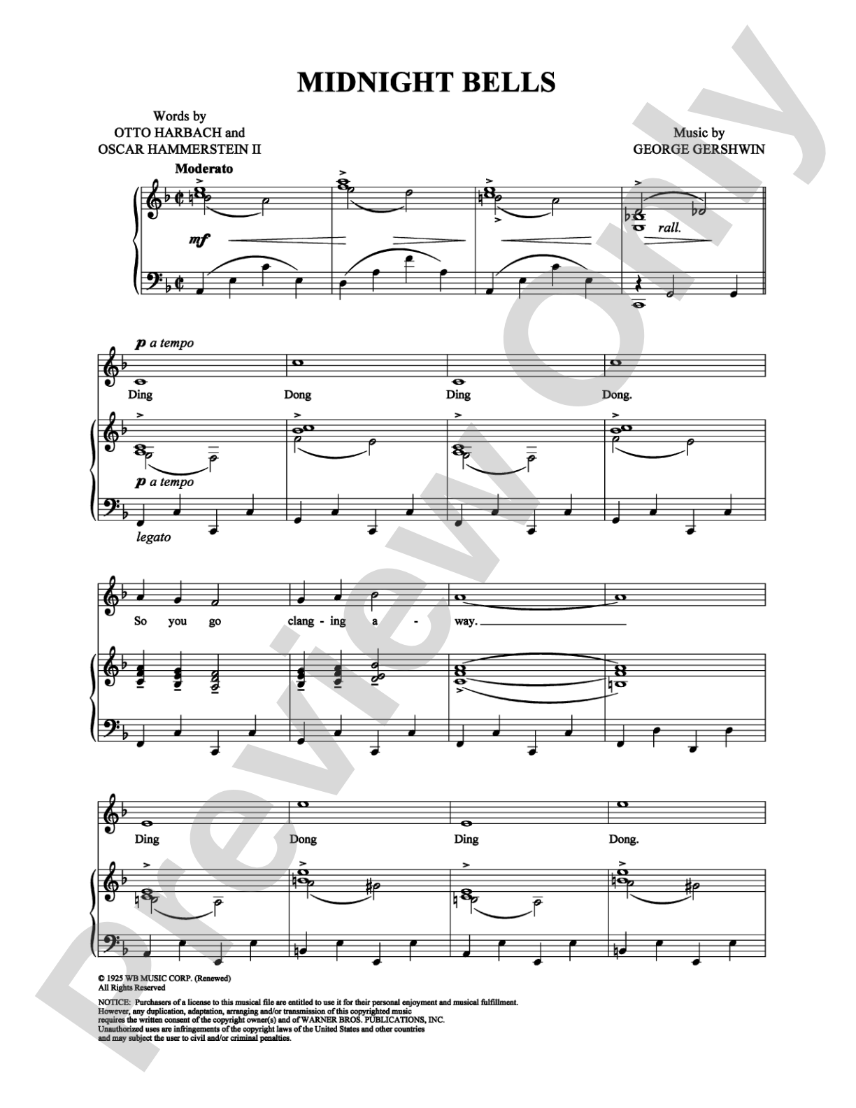 Midnight Bells: Piano/Vocal/Chords Digital Sheet Music