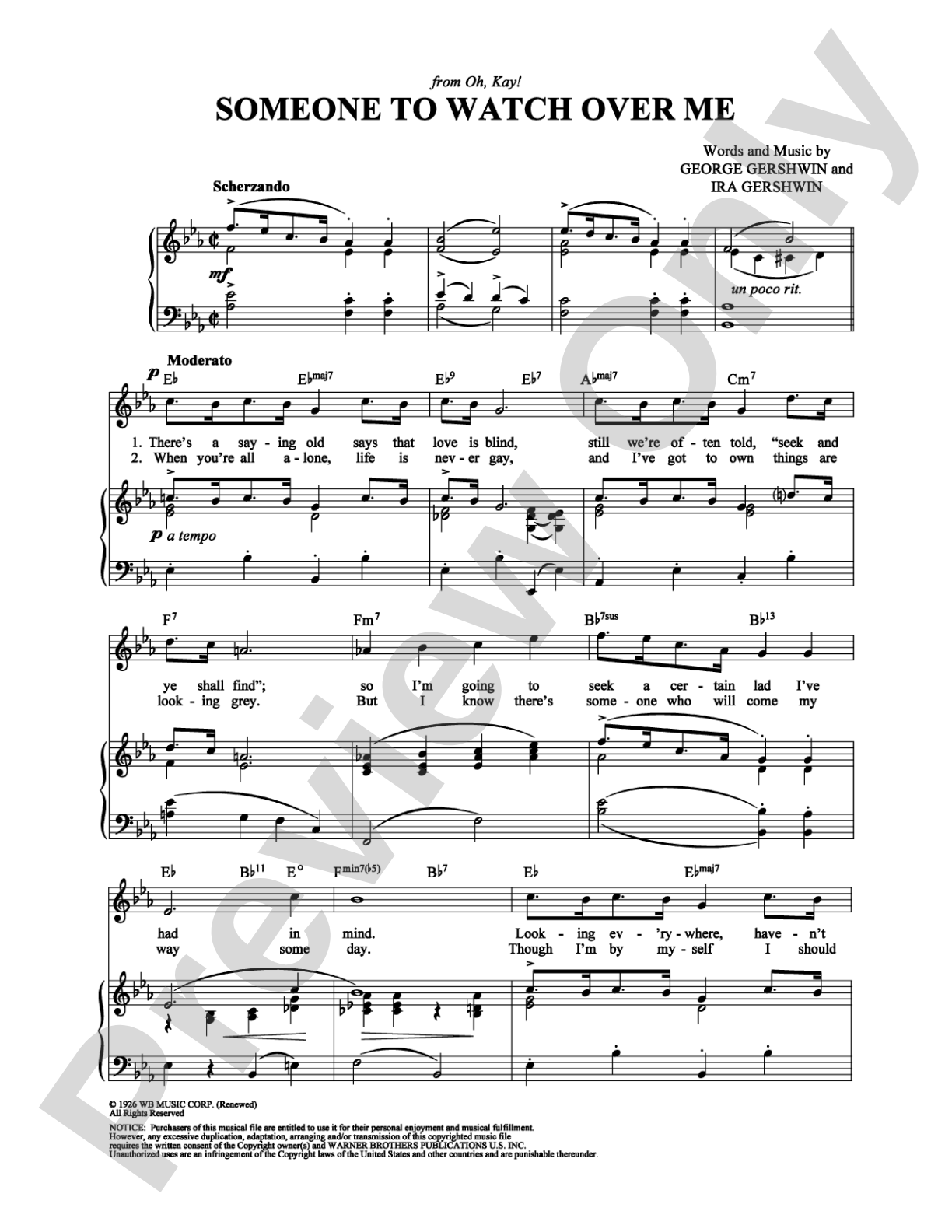 Someone To Watch Over Me: Piano/Vocal/Chords Digital Sheet Music