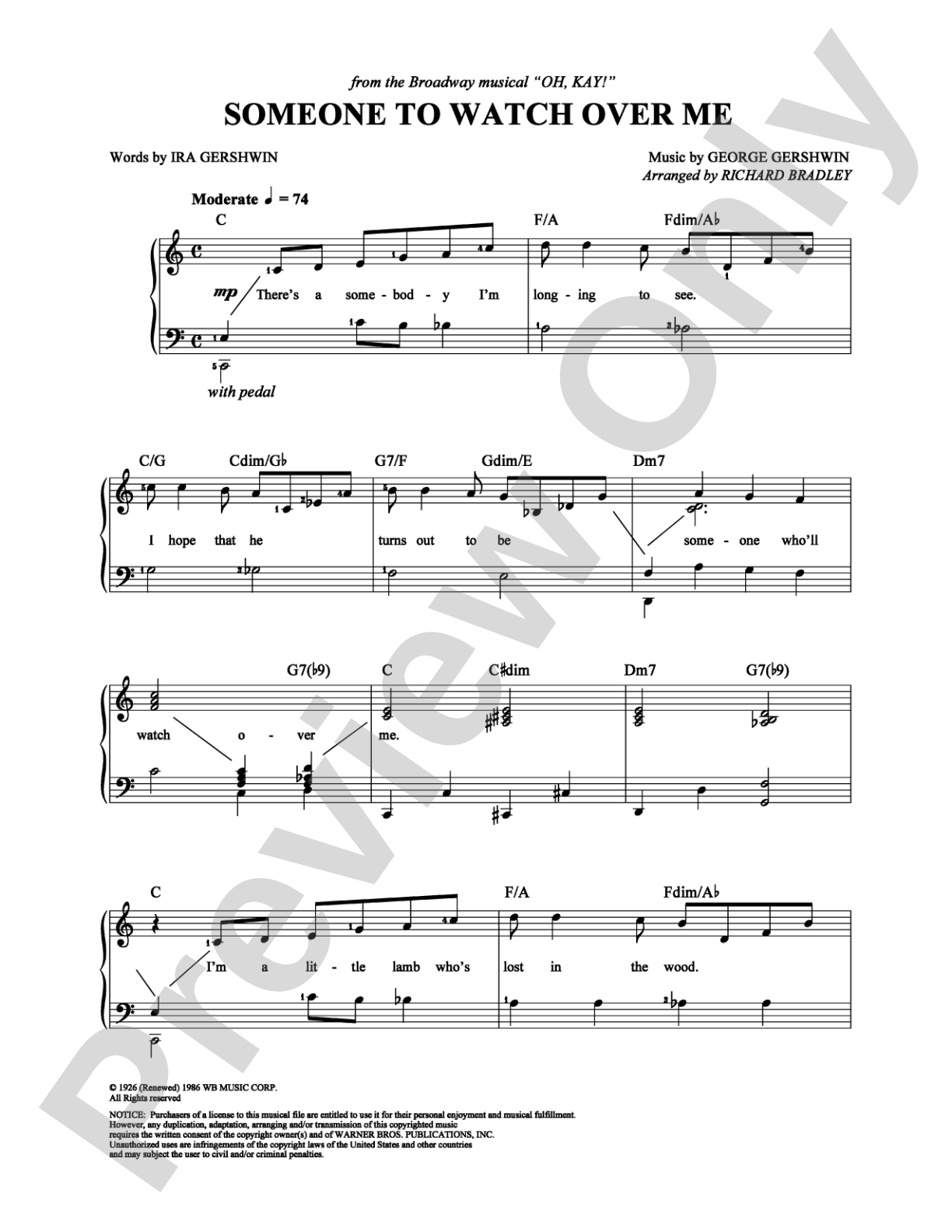 Someone To Watch Over Me: Easy Piano Digital Sheet Music