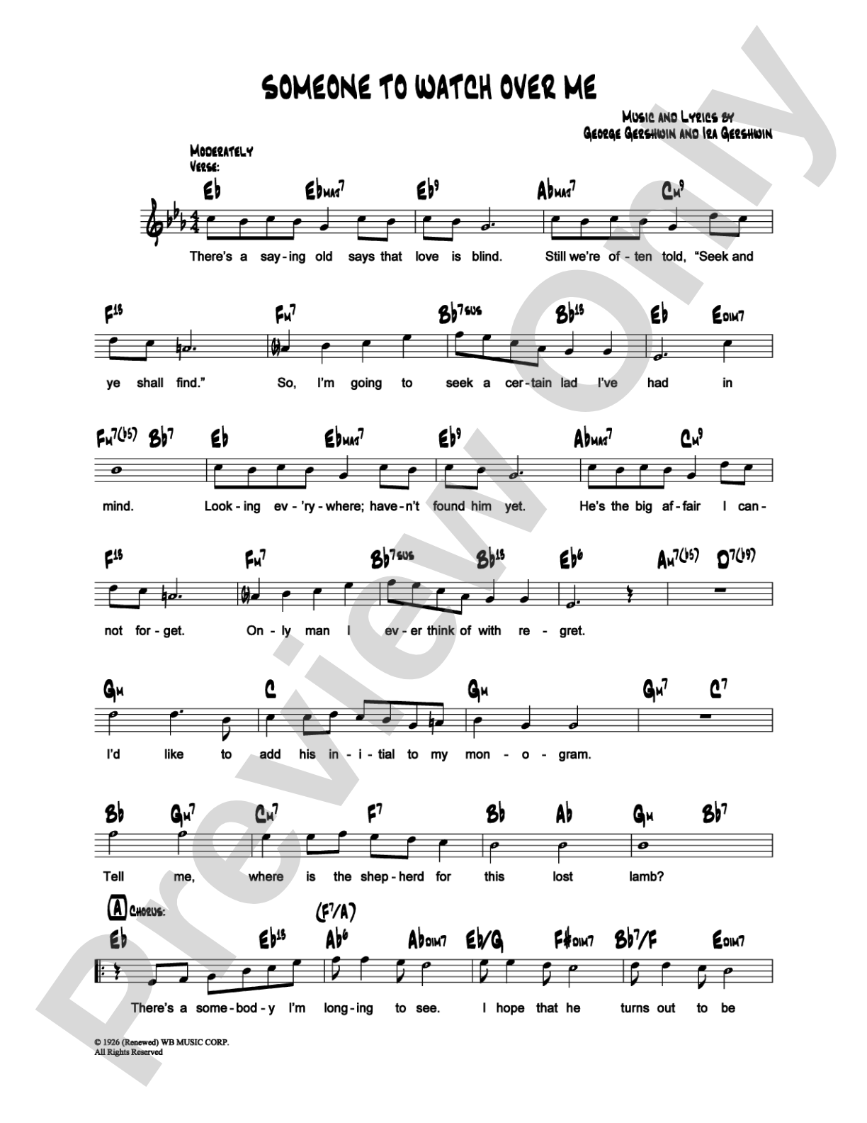 Someone To Watch Over Me: Lead Sheet Digital Sheet Music