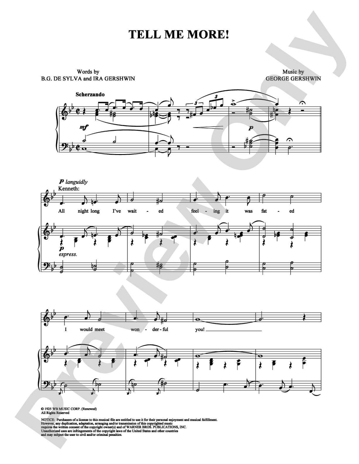Tell Me More!: Piano/Vocal/Chords Digital Sheet Music
