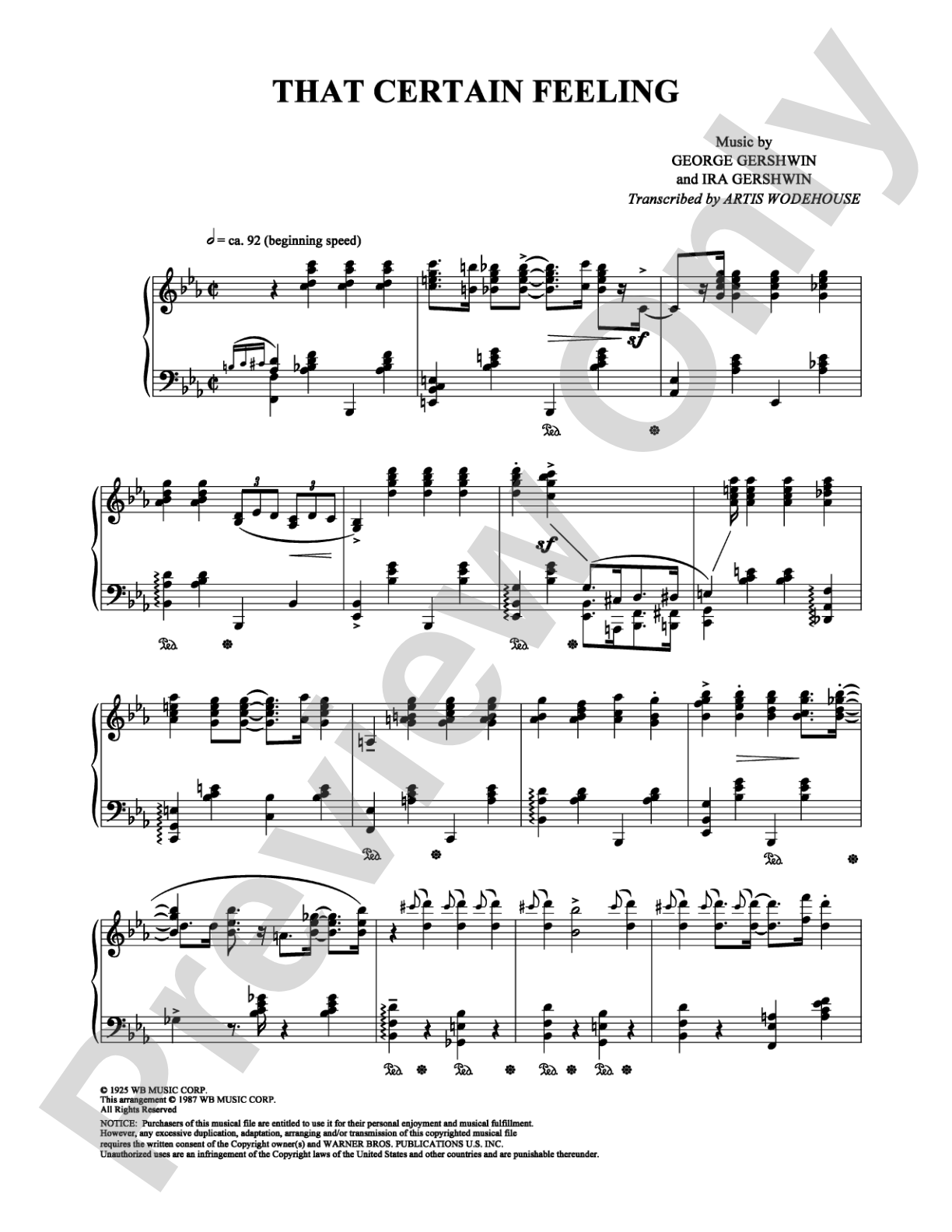 That Certain Feeling: Piano Digital Sheet Music