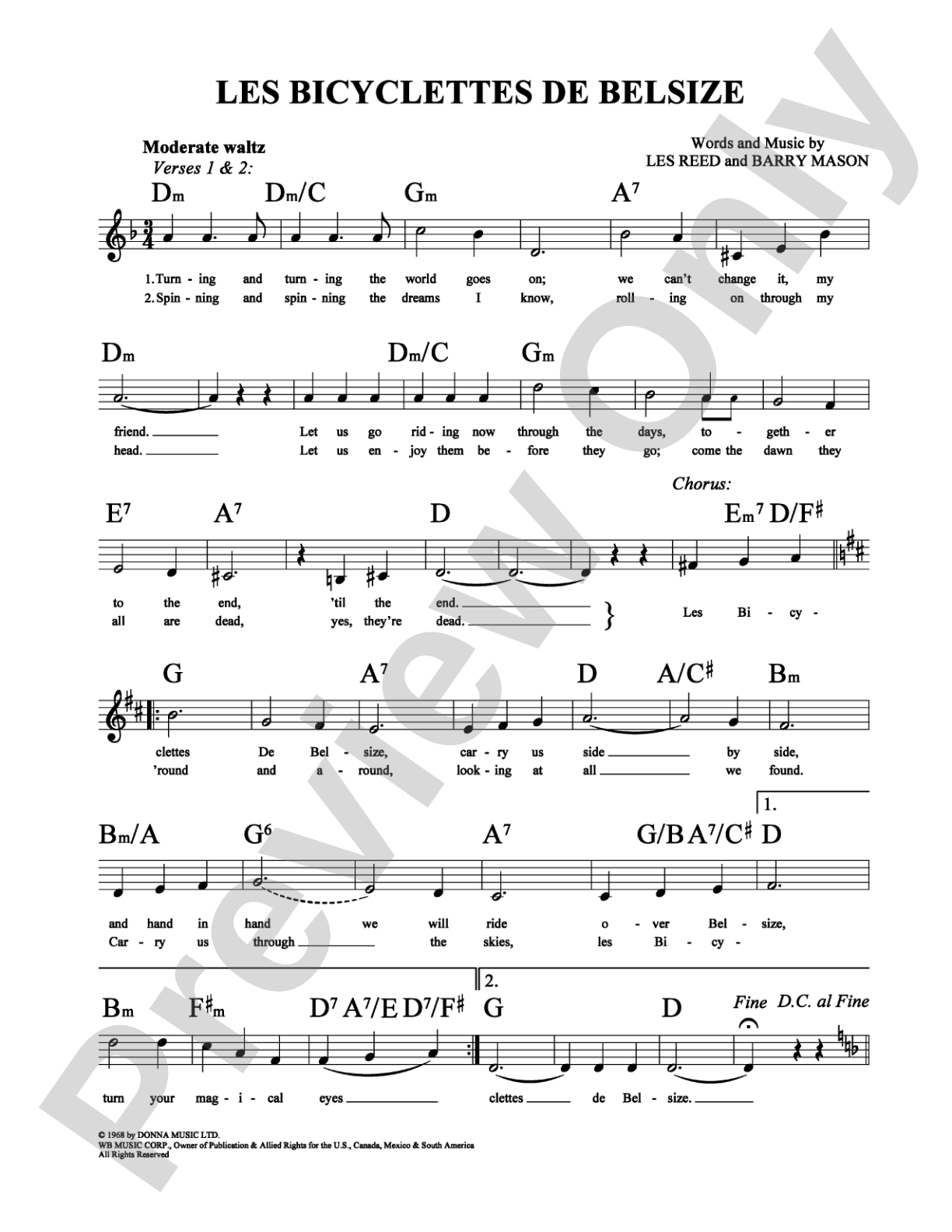 Les Bicyclettes de Belsize: Lead Sheet Digital Sheet Music