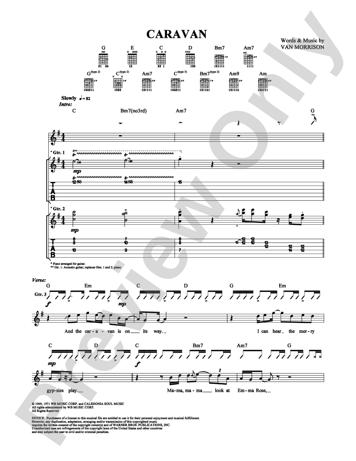 Caravan: Guitar TAB Digital Sheet Music