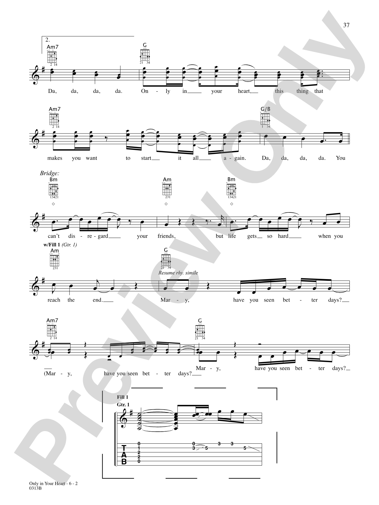 Only in Your Heart: Authentic Guitar TAB