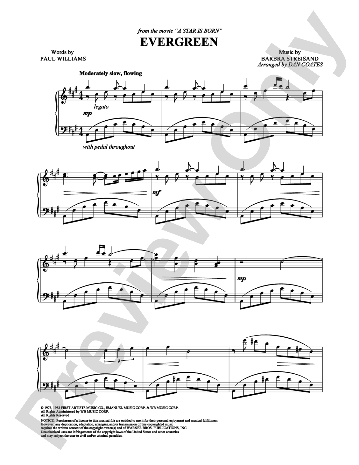 Evergreen: Piano Digital Sheet Music