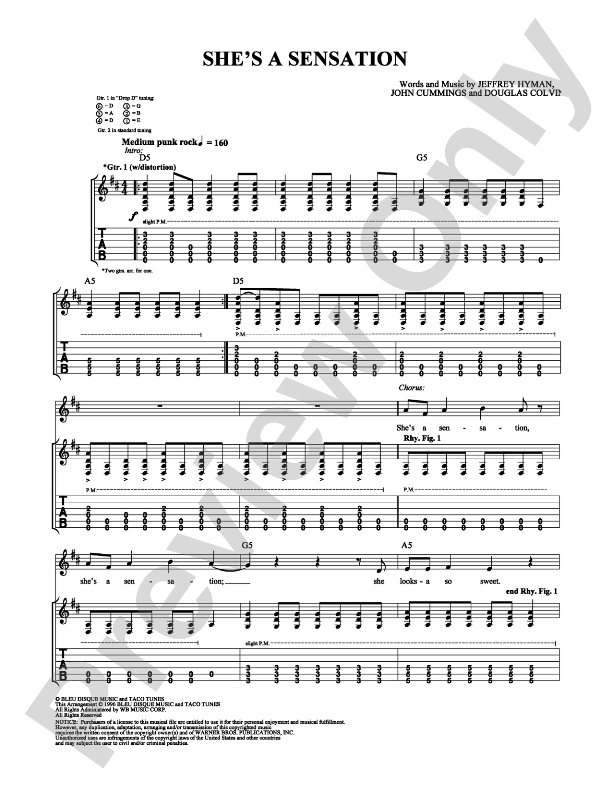 She's a Sensation: Guitar TAB Digital Sheet Music