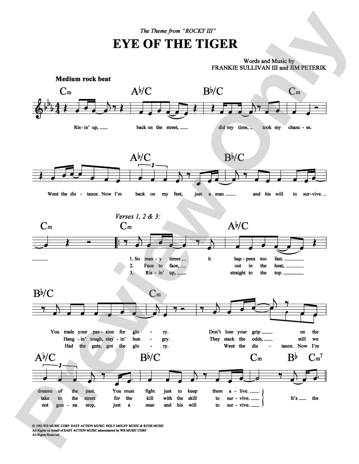 Eye of the Tiger: Lead Sheet Digital Sheet Music