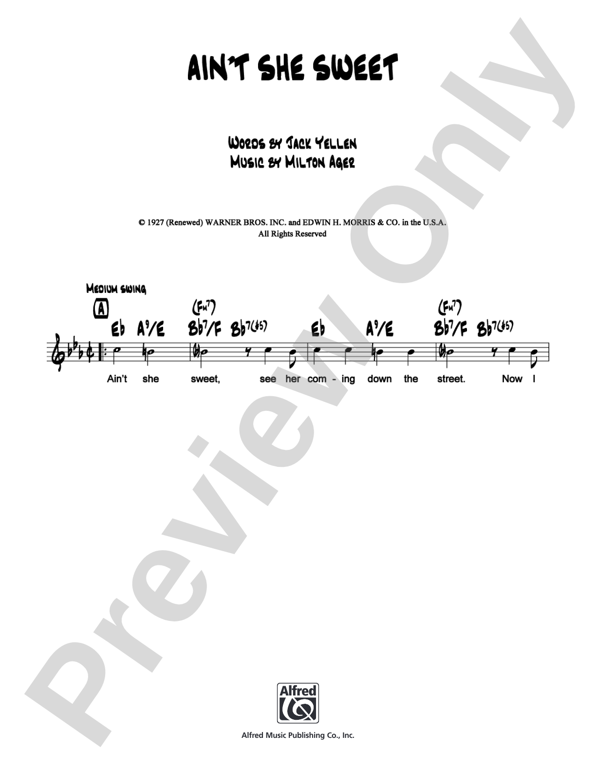 Ain't She Sweet: Lead Sheet Digital Sheet Music