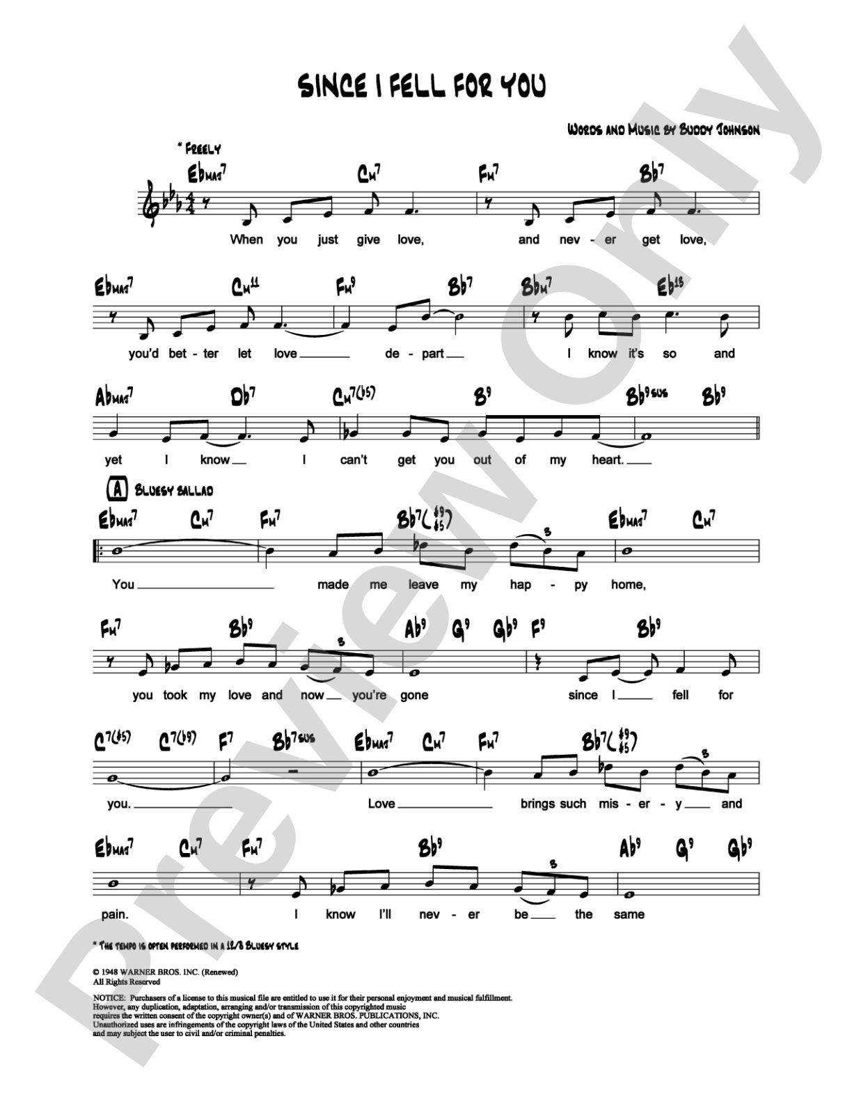 Since I Fell for You: Lead Sheet Digital Sheet Music