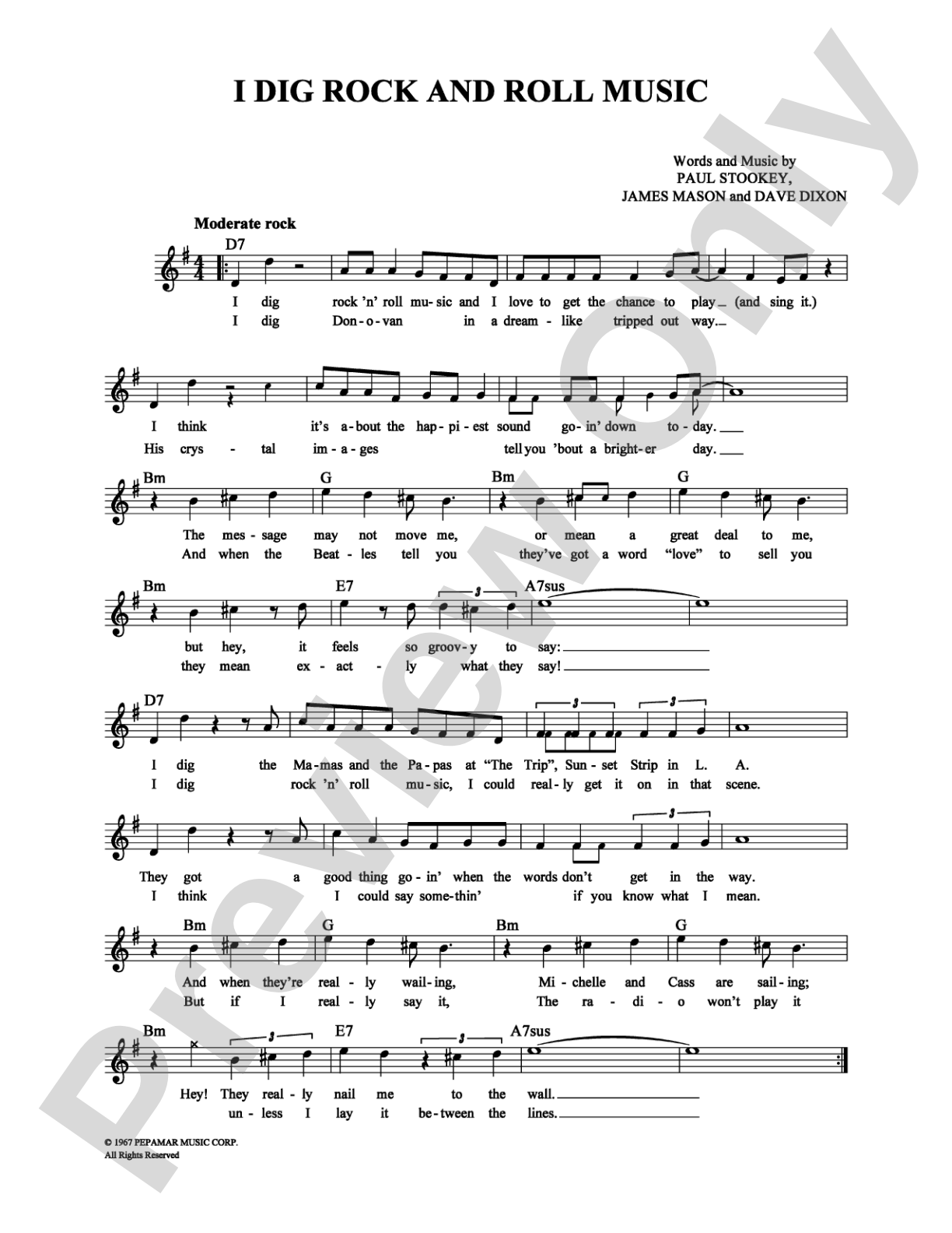 I Dig Rock and Roll Music: Lead Sheet Digital Sheet Music
