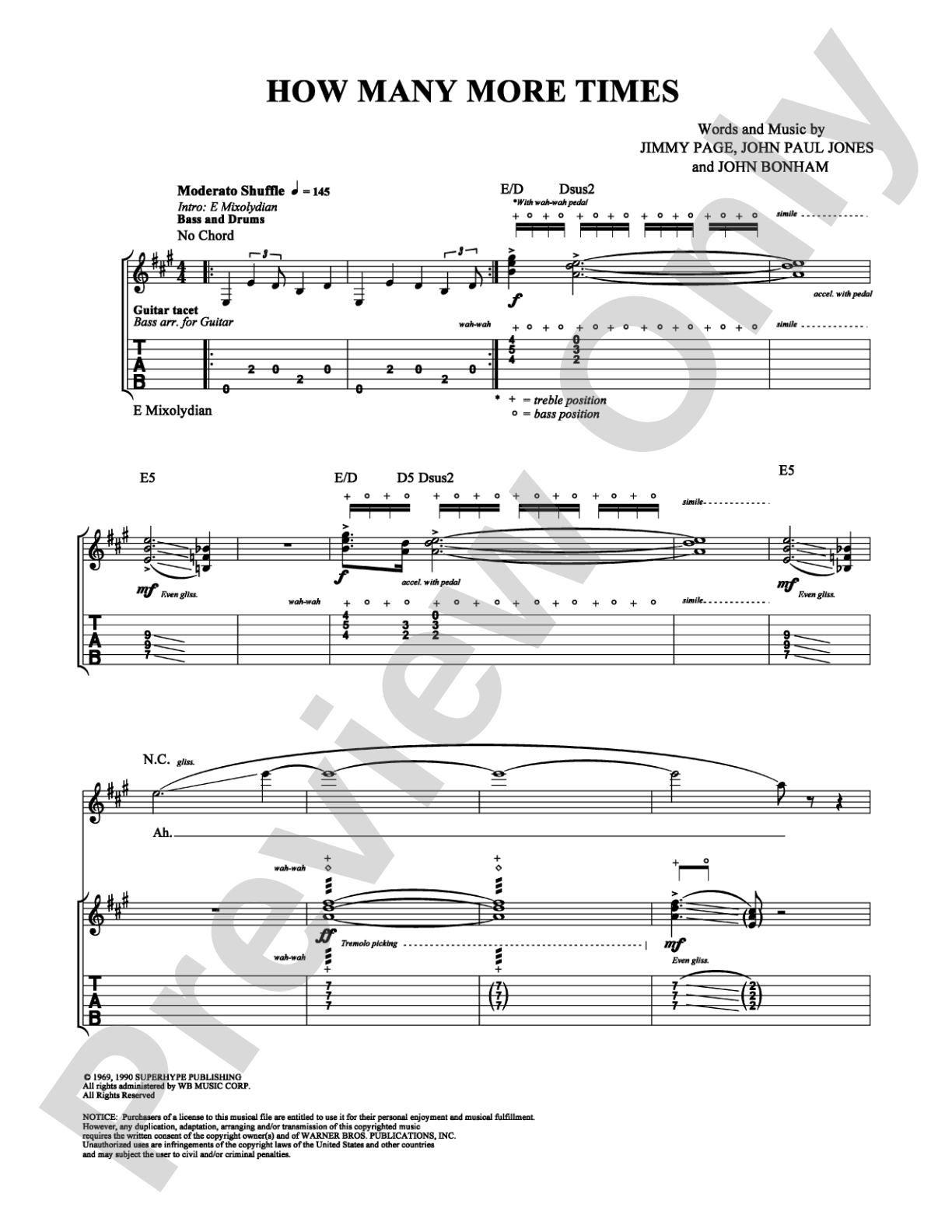 How Many More Times: Guitar TAB Digital Sheet Music