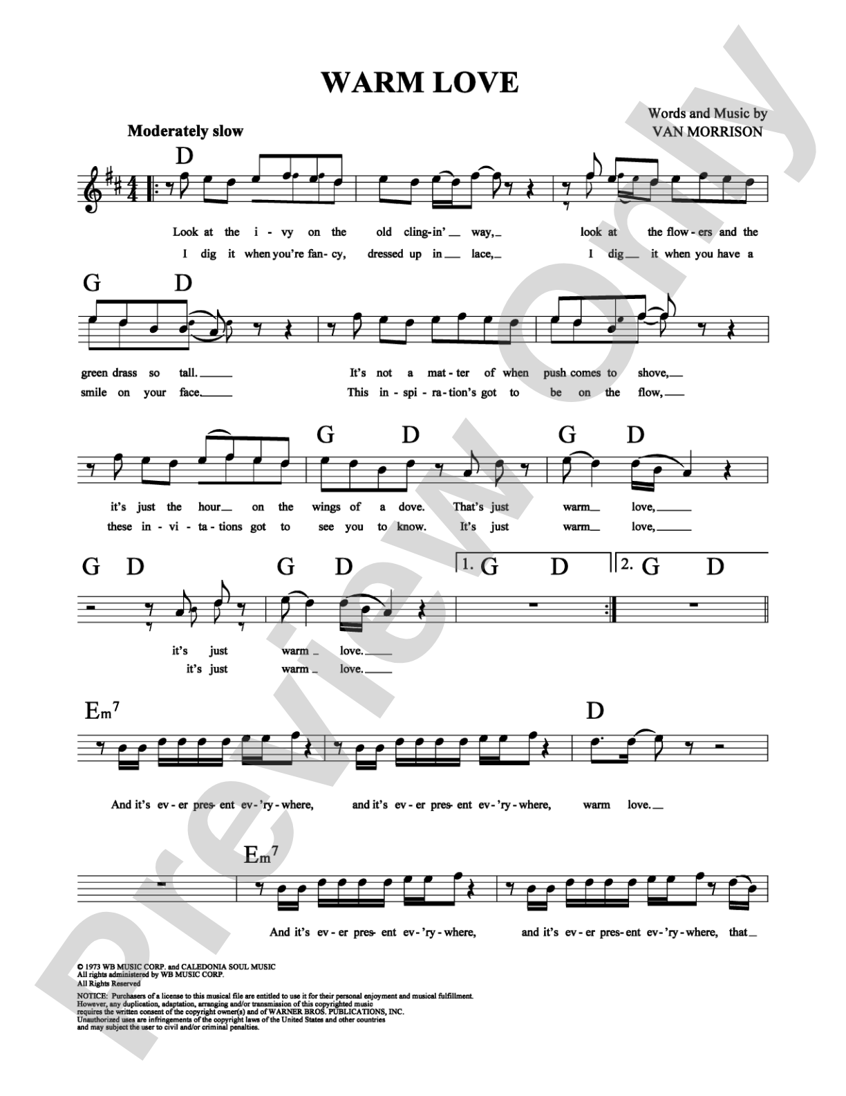 Warm Love: Lead Sheet Digital Sheet Music