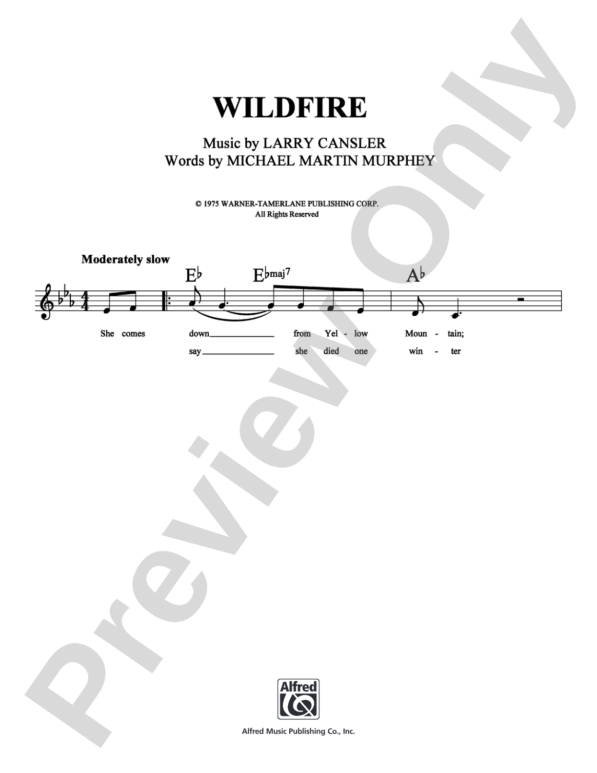 Wildfire: Lead Sheet Digital Sheet Music