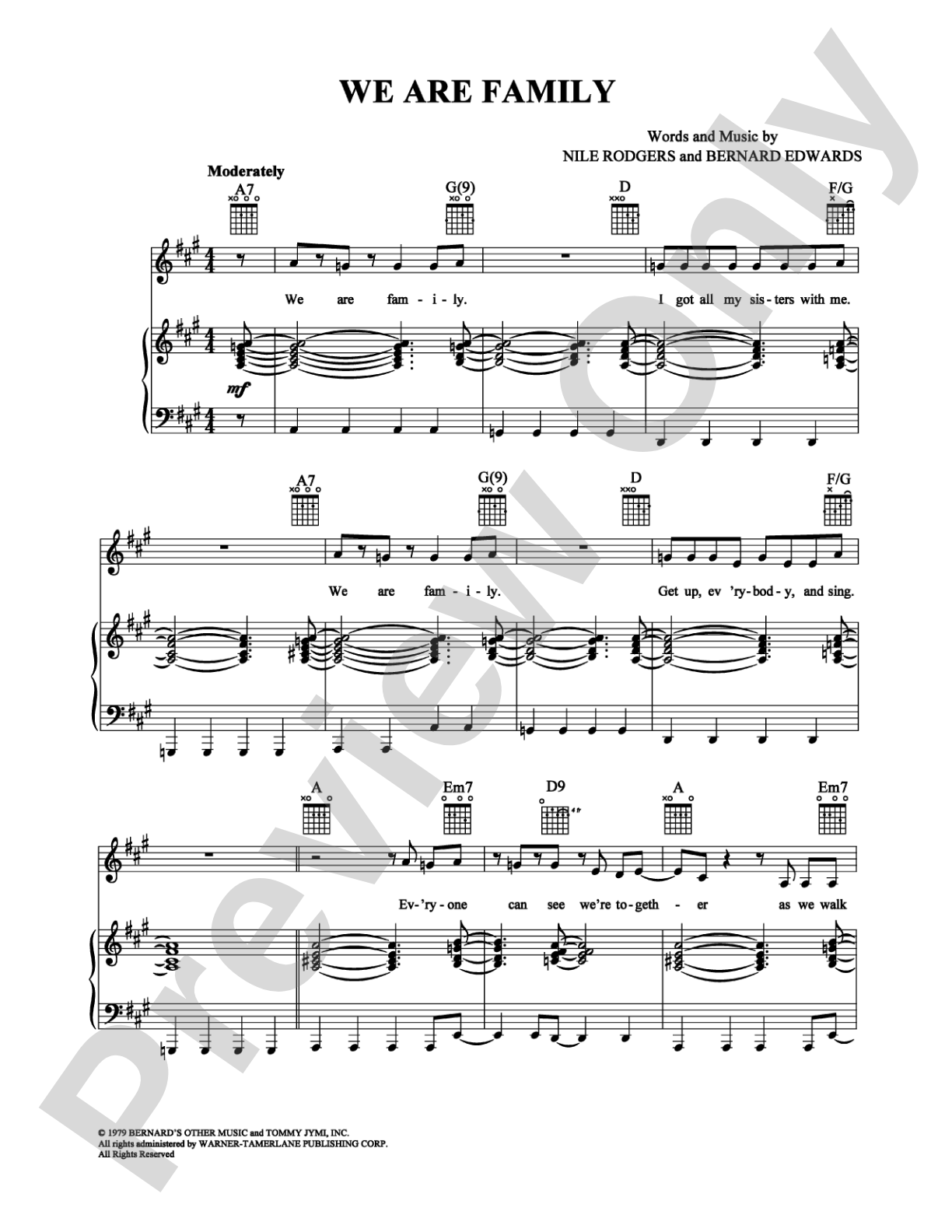 We Are Family: Piano/Vocal/Chords Digital Sheet Music