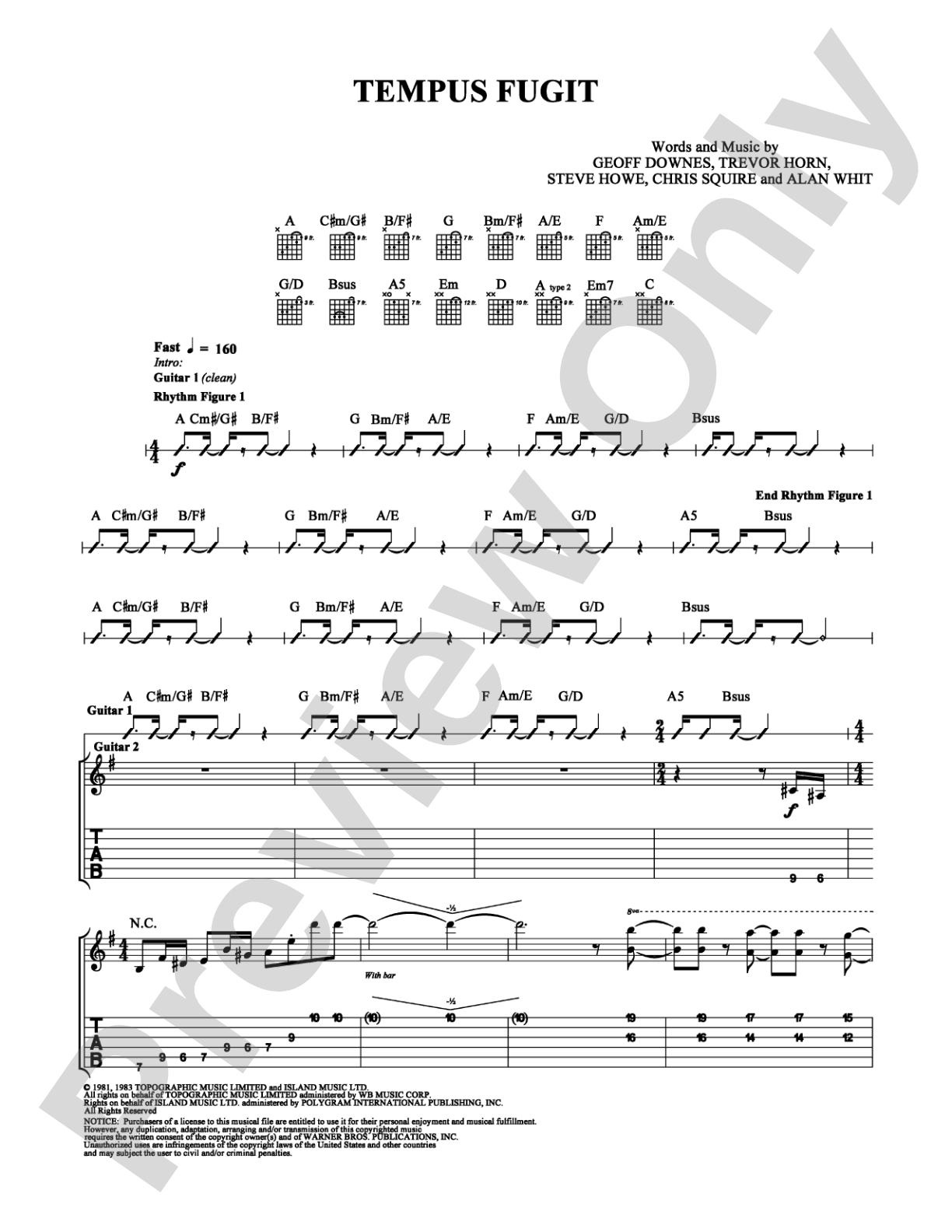 Tempus Fugit: Guitar TAB Digital Sheet Music