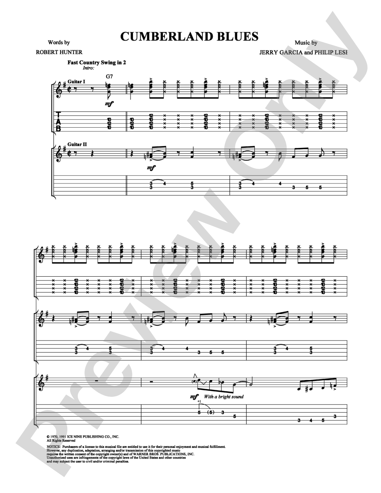 Cumberland Blues: Guitar TAB Digital Sheet Music