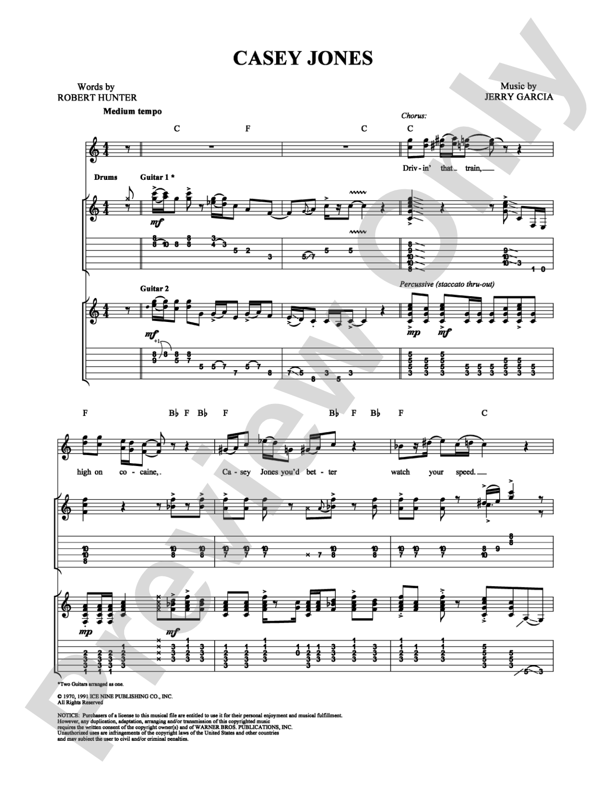 Casey Jones: Guitar TAB Digital Sheet Music